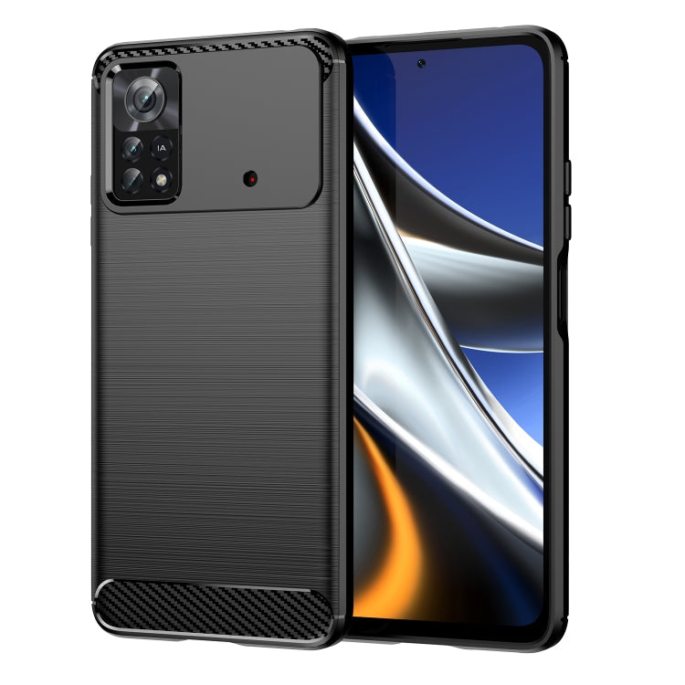 For Xiaomi Poco X4 Pro 5G Brushed Texture Carbon Fiber TPU Phone Case(Black) Eurekaonline