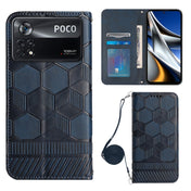 For Xiaomi Poco X4 Pro 5G Crossbody Football Texture Magnetic PU Phone Case(Dark Blue) Eurekaonline