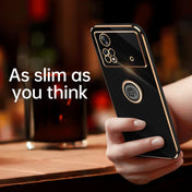 For Xiaomi Poco X4 Pro 5G XINLI Straight Edge 6D Electroplate TPU Phone Case with Ring Holder(White) Eurekaonline