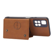 For Xiaomi Redmi Note 11 5G Chinese Double Buckle PU + TPU Shockproof Magnetic Phone Case(Brown) Eurekaonline