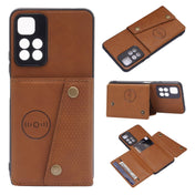For Xiaomi Redmi Note 11 5G Chinese Double Buckle PU + TPU Shockproof Magnetic Phone Case(Brown) Eurekaonline