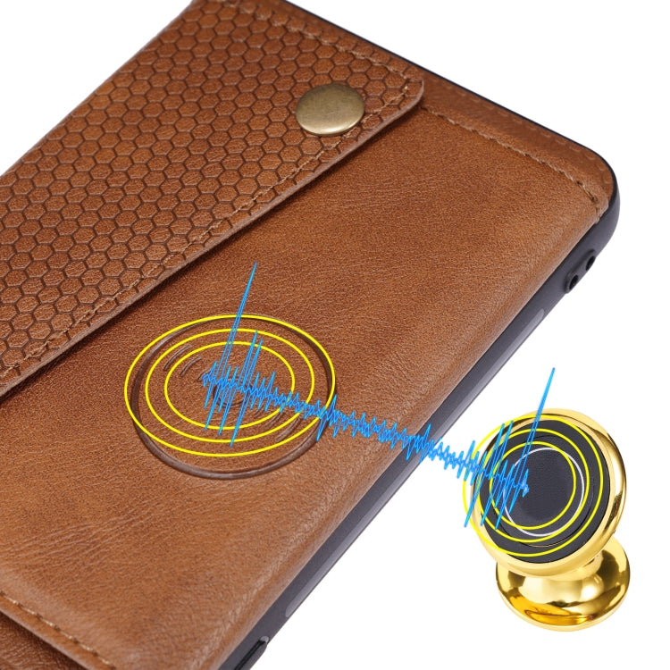 For Xiaomi Redmi Note 11 5G Chinese Double Buckle PU + TPU Shockproof Magnetic Phone Case(Brown) Eurekaonline