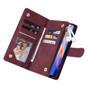 For Xiaomi Redmi Note 11 China Multifunctional Frosted Zipper Wallet Leather Phone Case(Wine Red) Eurekaonline