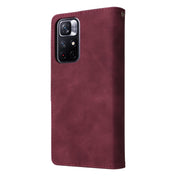 For Xiaomi Redmi Note 11 China Multifunctional Frosted Zipper Wallet Leather Phone Case(Wine Red) Eurekaonline