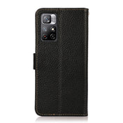 For Xiaomi Redmi Note 11 KHAZNEH Side-Magnetic Litchi Genuine Leather RFID Phone Case(Black) Eurekaonline