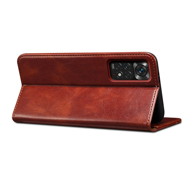 For Xiaomi Redmi Note 11 Pro 4G / 5G Oil Wax Crazy Horse Texture Leather Phone Case(Brown) Eurekaonline