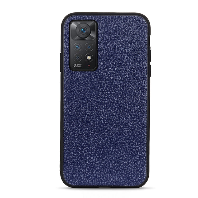 For Xiaomi Redmi Note 11 Pro Global Accurate Hole Litchi Texture Leather Shockproof Phone Case(Blue) Eurekaonline