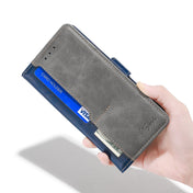 For Xiaomi Redmi Note 12 China Contrast Color Side Buckle Leather Phone Case(Blue + Grey) Eurekaonline