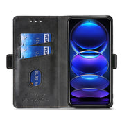 For Xiaomi Redmi Note 12 China Contrast Color Side Buckle Leather Phone Case(Blue + Grey) Eurekaonline
