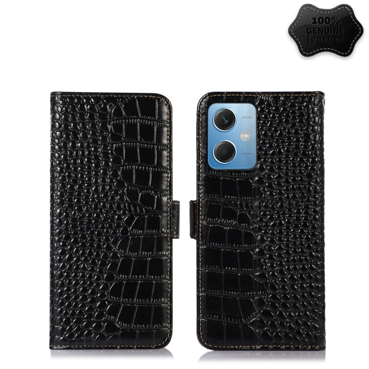 For Xiaomi Redmi Note 12 China Crocodile Top Layer Cowhide Leather Phone Case(Black) Eurekaonline