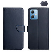 For Xiaomi Redmi Note 12 China Genuine Leather Fingerprint-proof Flip Phone Case(Blue) Eurekaonline