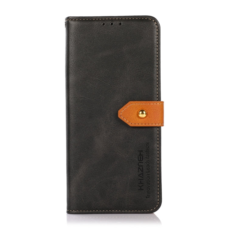 For Xiaomi Redmi Note 12 China HAZNEH Dual-color Cowhide Texture Leather Phone Case(Black) Eurekaonline