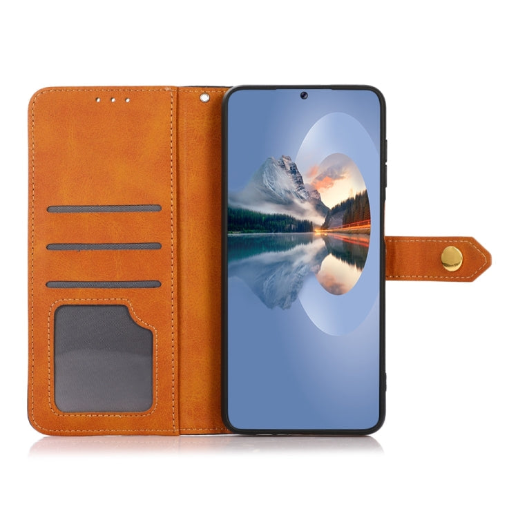 For Xiaomi Redmi Note 12 China HAZNEH Dual-color Cowhide Texture Leather Phone Case(Brown) Eurekaonline