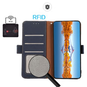 For Xiaomi Redmi Note 12 China KHAZNEH Side-Magnetic Litchi Genuine Leather RFID Phone Case(Blue) Eurekaonline