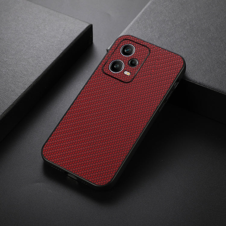 For Xiaomi Redmi Note 12 Pro China Carbon Fiber Texture Shockproof Protective Phone Case(Red) Eurekaonline