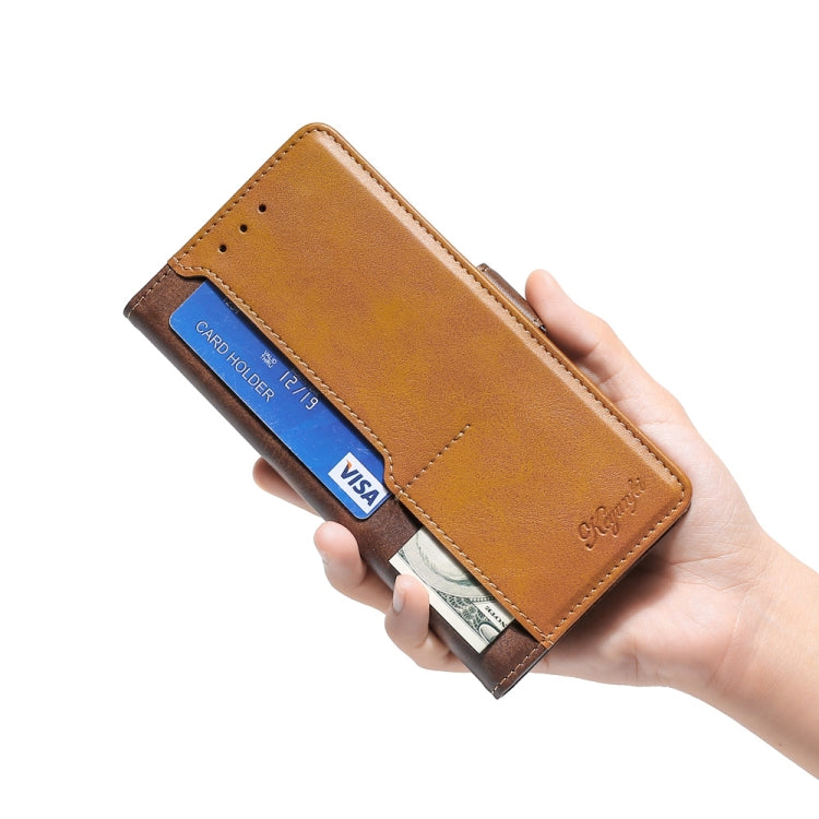 For Xiaomi Redmi Note 12 Pro China Contrast Color Side Buckle Leather Phone Case(Dark Brown + Gold) Eurekaonline