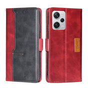 For Xiaomi Redmi Note 12 Pro+ China Contrast Color Side Buckle Leather Phone Case(Red + Black) Eurekaonline