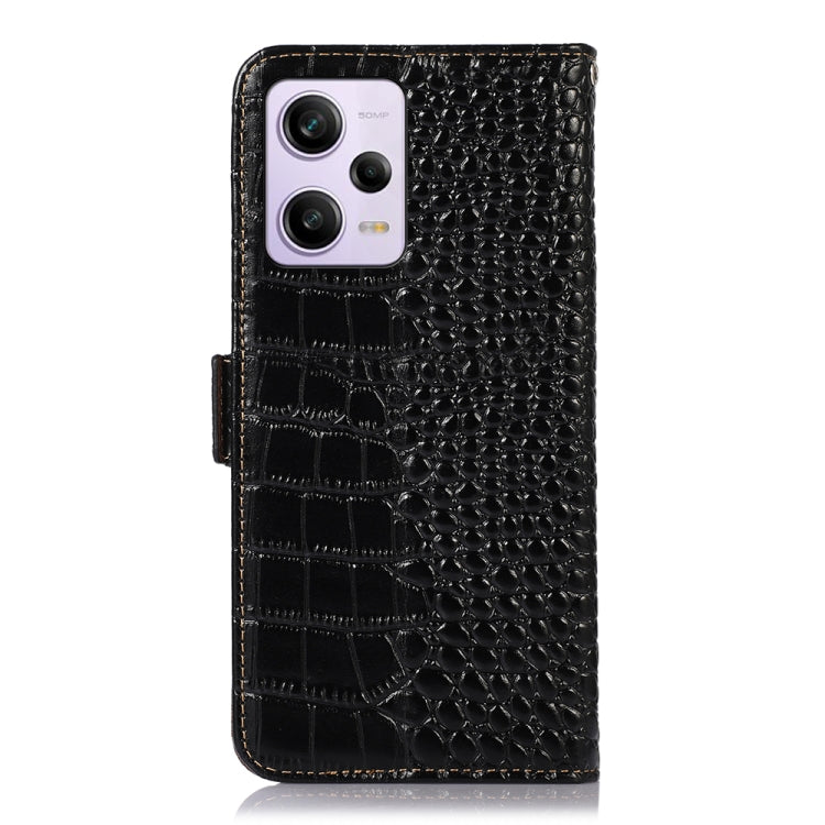 For Xiaomi Redmi Note 12 Pro China Crocodile Top Layer Cowhide Leather Phone Case(Black) Eurekaonline