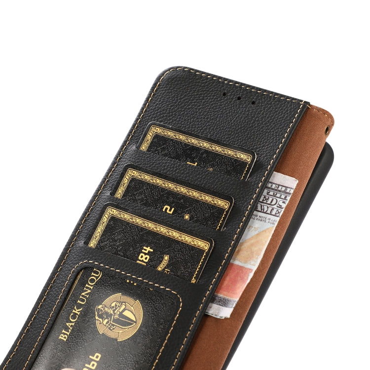 For Xiaomi Redmi Note 12 Pro China KHAZNEH Custer Genuine Leather RFID Phone Case(Black) Eurekaonline