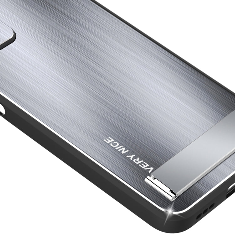 For Xiaomi Redmi Note 12 Pro China Metal Brushed Texture Shockproof Phone Case with Holder(Black) Eurekaonline