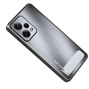 For Xiaomi Redmi Note 12 Pro China Metal Brushed Texture Shockproof Phone Case with Holder(Silver) Eurekaonline