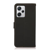 For Xiaomi Redmi Note 12 Pro+ China / Redmi Note 12 Explorer KHAZNEH Custer Genuine Leather RFID Phone Case(Black) Eurekaonline