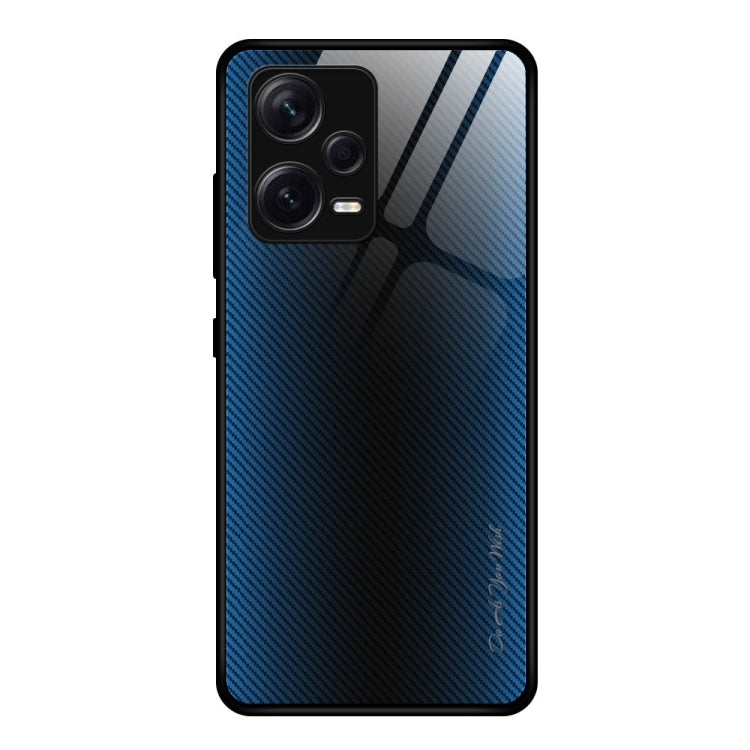 For Xiaomi Redmi Note 12 Pro+ China Texture Gradient Glass TPU Phone Case(Blue) Eurekaonline
