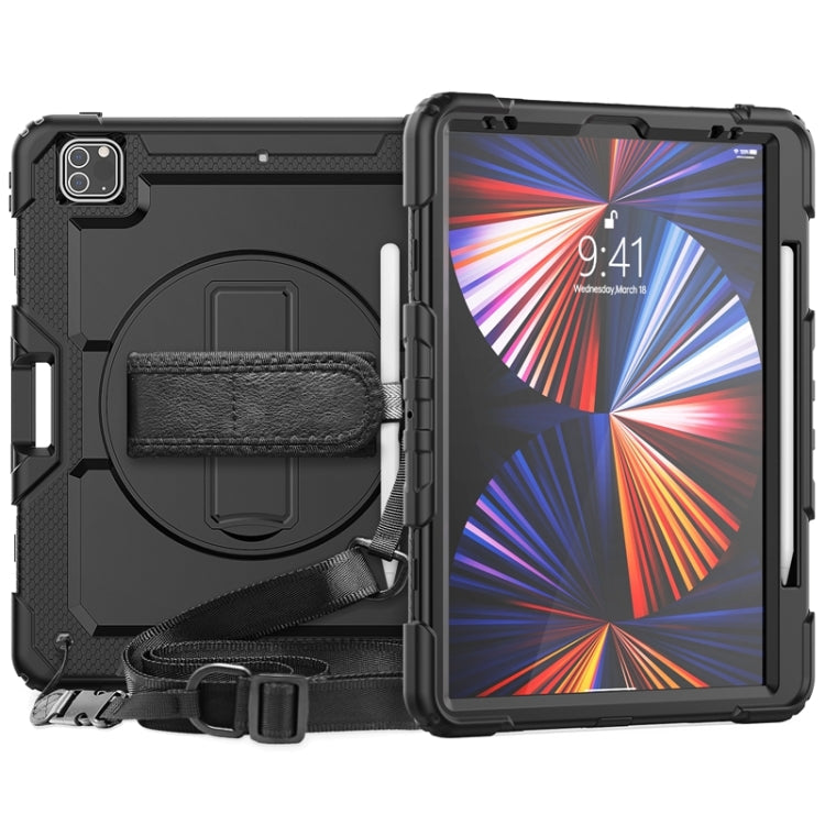  2018 Shockproof Colorful Silicone + PC Protective Tablet Case with Holder & Shoulder Strap & Hand Strap & Pen Slot(All Black) Eurekaonline
