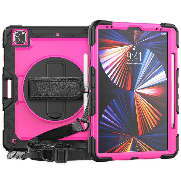  2018 Shockproof Colorful Silicone + PC Protective Tablet Case with Holder & Shoulder Strap & Hand Strap & Pen Slot(Rose PC+Black) Eurekaonline