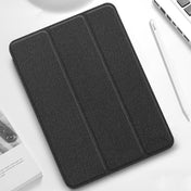 For iPad Pro 12.9 2022 / 2021 / 2020 Mutural YASHI Series TPU + PU Cloth Pattern Texture Horizontal Flip Leather Tablet Case with Three-folding Holder & Pen Slot & Wake-up / Sleep Function(Black) Eurekaonline