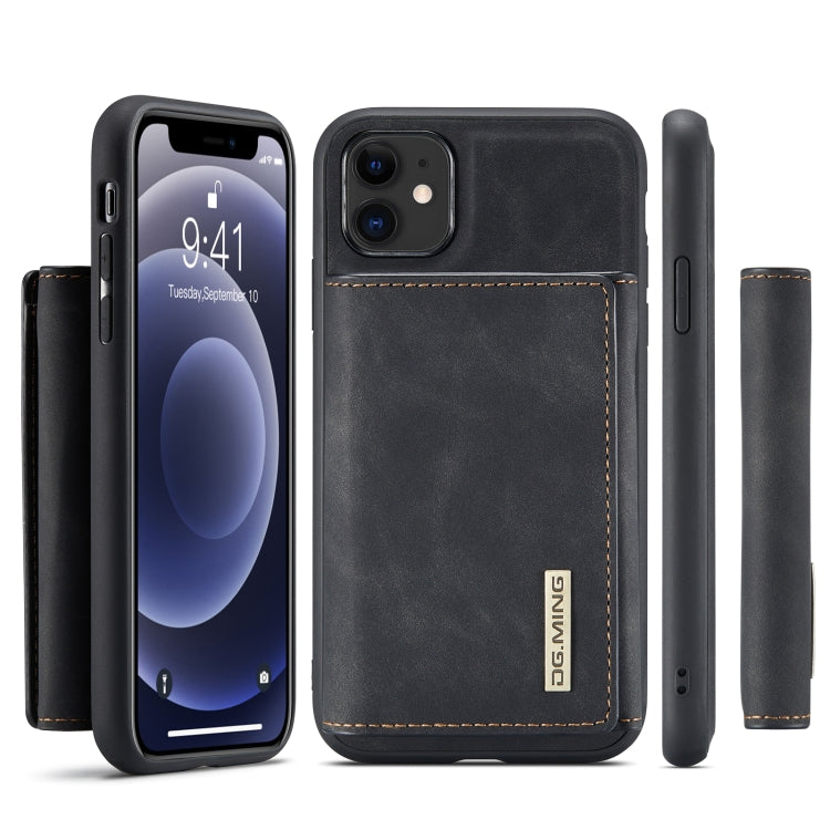 For iPhone 11 DG.MING M1 Series 3-Fold Multi Card Wallet + Magnetic Back Cover Shockproof Case with Holder Function (Black) Eurekaonline