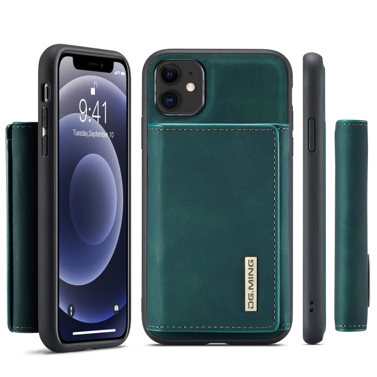 For iPhone 11 DG.MING M1 Series 3-Fold Multi Card Wallet + Magnetic Back Cover Shockproof Case with Holder Function (Green) Eurekaonline