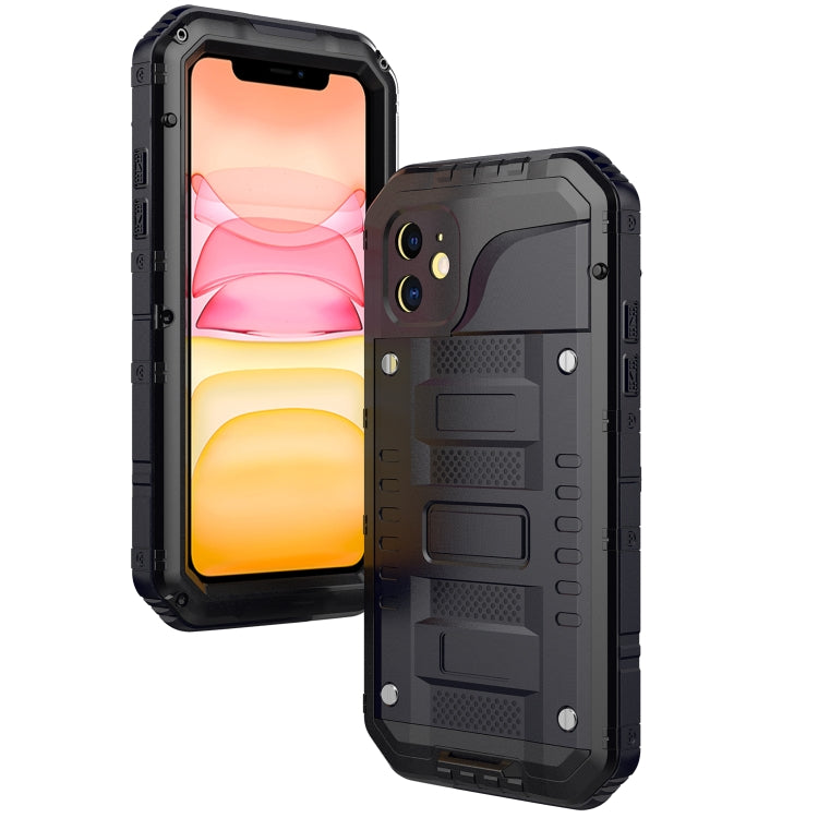 For iPhone 11 Dustproof Shockproof Waterproof Silicone + Metal Protective Case(Black) Eurekaonline