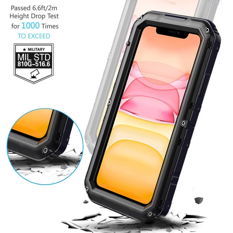 For iPhone 11 Dustproof Shockproof Waterproof Silicone + Metal Protective Case(Black) Eurekaonline