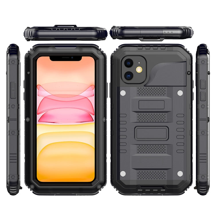 For iPhone 11 Dustproof Shockproof Waterproof Silicone + Metal Protective Case(Black) Eurekaonline