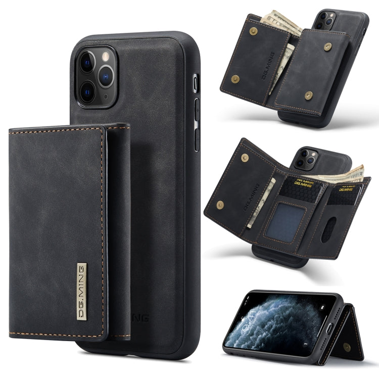 For iPhone 11 Pro DG.MING M1 Series 3-Fold Multi Card Wallet + Magnetic Back Cover Shockproof Case with Holder Function (Black) Eurekaonline