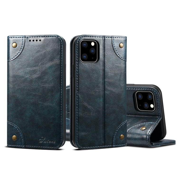 For iPhone 11 Pro Max Baroque Simple Horizontal Flip Leather Case, with Holder & Card Slots & Wallet(Blue) Eurekaonline