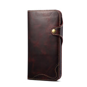 For iPhone 11 Pro Max Denior Oil Wax Cowhide Magnetic Button Horizontal Flip Leather Case with Card Slots & Wallet(Dark Red) Eurekaonline