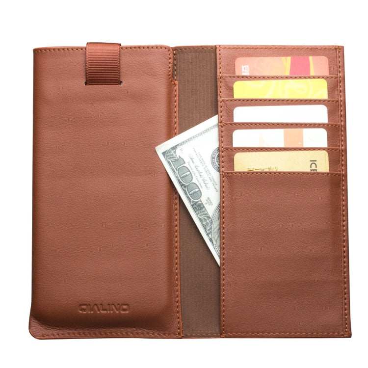For iPhone 11 Pro Max QIALINO Nappa Texture Top-grain Leather Horizontal Flip Wallet Case with Card Slots(Brown) Eurekaonline