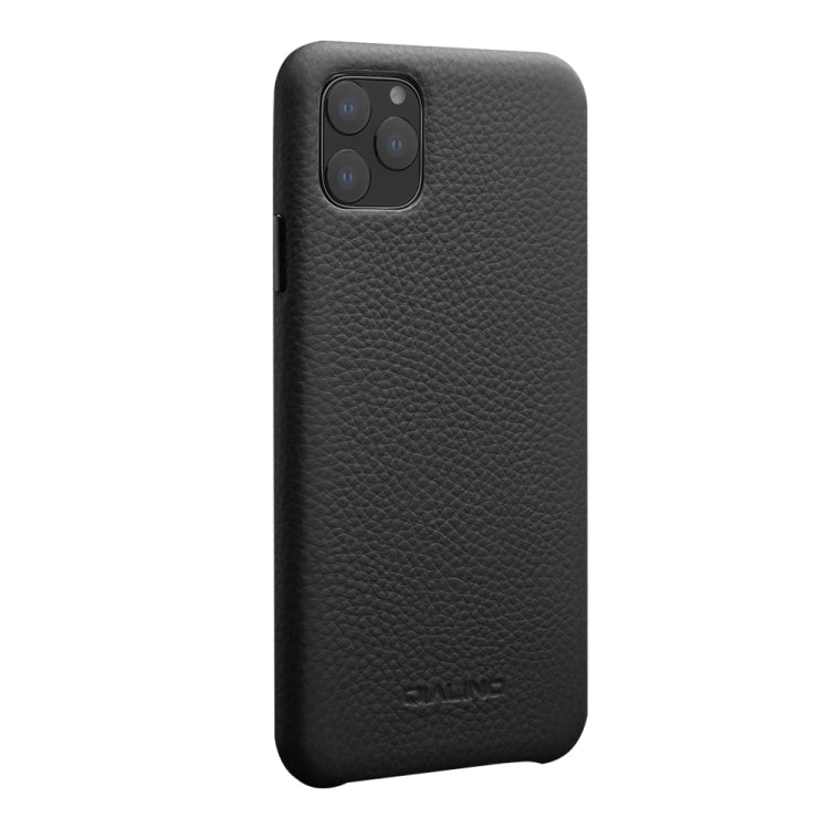 For iPhone 11 Pro Max QIALINO Shockproof Top-grain Leather Protective Case(Black) Eurekaonline