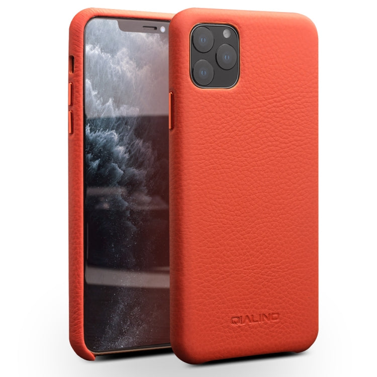 For iPhone 11 Pro QIALINO Shockproof Top-grain Leather Protective Case(Orange) Eurekaonline