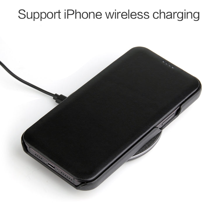 For iPhone 12 / 12 Pro Fierre Shann Business Magnetic Horizontal Flip Genuine Leather Case(Black) Eurekaonline