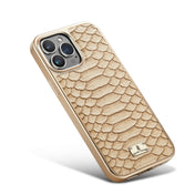 For iPhone 12 / 12 Pro Fierre Shann Python Texture Electroplating PU Phone Case(White) Eurekaonline