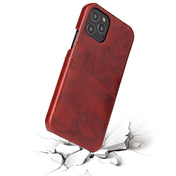 For iPhone 12 / 12 Pro Fierre Shann Retro Oil Wax Texture PU Leather Case with Card Slots(Brown) Eurekaonline