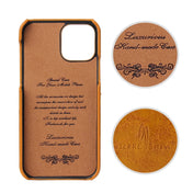 For iPhone 12 / 12 Pro Fierre Shann Retro Oil Wax Texture PU Leather Case with Card Slots(Brown) Eurekaonline