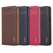 For iPhone 12 / 12 Pro GEBEI Top-grain Leather Horizontal Flip Protective Case with Holder & Card Slots(Brown) Eurekaonline