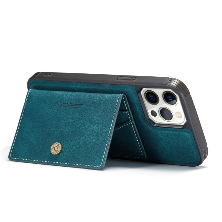 For iPhone 12 / 12 Pro JEEHOOD Retro Magnetic Detachable Protective Case with Wallet & Card Slot & Holder(Blue) Eurekaonline