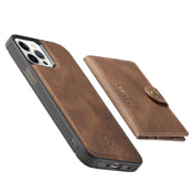 For iPhone 12 / 12 Pro JEEHOOD Retro Magnetic Detachable Protective Case with Wallet & Card Slot & Holder(Brown) Eurekaonline