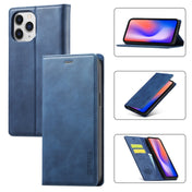 For iPhone 12 / 12 Pro LC.IMEEKE Strong Magnetism Ultra-thin Horizontal Flip Shockproof Matte TPU + PU Leather Case with Holder & Card Slots & Wallet(Blue) Eurekaonline