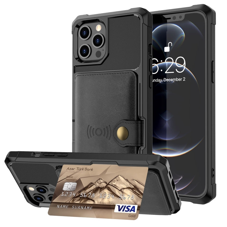For iPhone 12 / 12 Pro Magnetic Wallet Card Bag Leather Case(Black) Eurekaonline